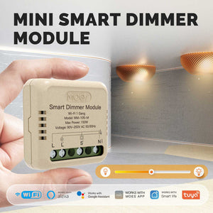 WiFi Smart Dimmer Switch Module - 1 Gang & 2 Gang, DIY Installation, Works with Alexa/Google Home, No Hub Required, 0-100% Smooth Dimming, Timer Function, No Neutral Wire (90-250V)