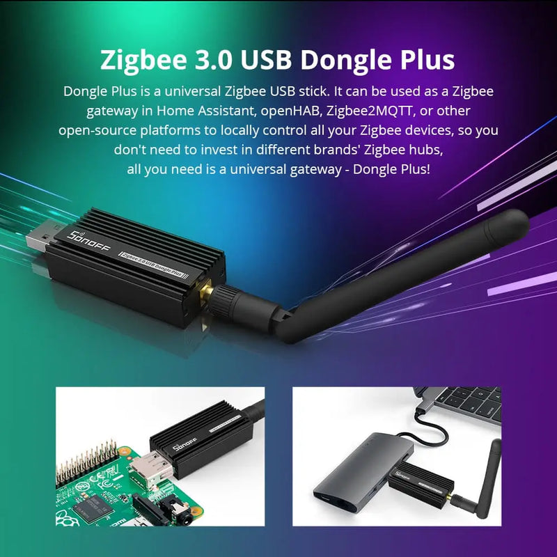 SONOFF Zigbee 3.0 USB Dongle - E ZB USB Gateway with Antenna (TI CC2652P + CP2102N Chipset) - Universal Zigbee Sniffer/Analyzer for Home Assistant, ZHA, Z2M - Compatible with Windows/Linux/Raspberry Pi