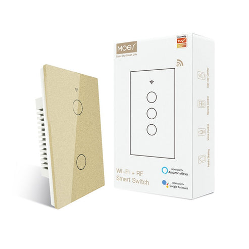WiFi & RF433 Smart Light Switch - Touch Panel Wall Switch, Single Pole No Neutral Wire Needed, 95-130V US Standard, Works with Alexa/Google Home, Remote Control