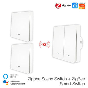 Smart ZigBee Scene Push Button Switch - Single Pole, Neutral Wire Optional, No Capacitor Needed, Works with Alexa/Google Home, Hub Required for Smart Lighting Control