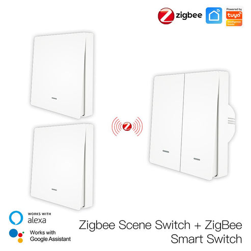 Smart ZigBee Scene Push Button Switch - Single Pole, Neutral Wire Optional, No Capacitor Needed, Works with Alexa/Google Home, Compatible with SmartThings & Hubitat, for Smart Lighting & Home Automation