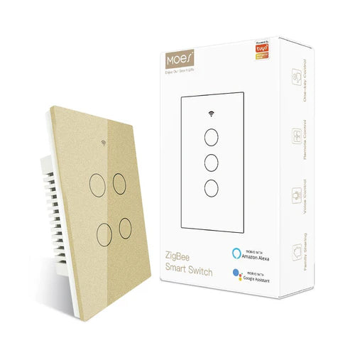ZigBee Smart Light Switch, Touch Panel Wall Switch, Neutral Wire Optional, No Capacitor Needed, Compatible with Alexa & Google Home, Multi-Control & Remote Access, FCC Certified, for US Household