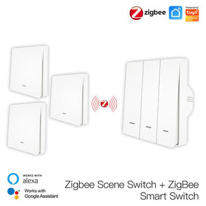 Smart ZigBee Scene Push Button Switch - Single Pole, Neutral Wire Optional, No Capacitor Needed, Works with Alexa/Google Home, Hub Required for Smart Lighting Control