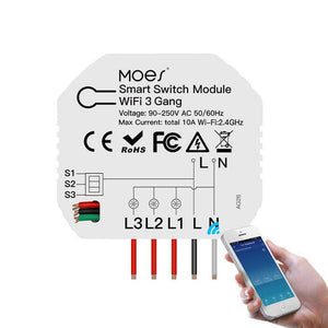 3/4 Gang Smart Light Switch Module - 1/2 Way Wireless Control, WiFi & RF433 Dual Mode, Compatible with Alexa/Google Home, No Hub Required, for Smart Home Automation (Modular Design)