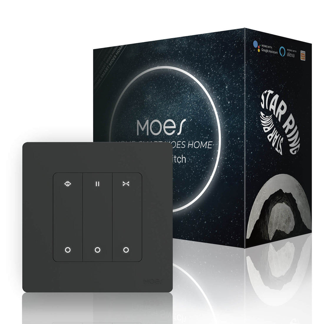 MOES ZigBee Smart Curtain Switch for Roller Shutters & Electric Blinds - RF Remote Control, Timing Function, Works with Alexa/Google Home, No Hub Required, Compatible with Motorized Curtains (EU/US Version)