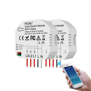 3/4 Gang Smart Light Switch Module - 1/2 Way Wireless Control, WiFi & RF433 Dual Mode, Compatible with Alexa/Google Home, No Hub Required, for Smart Home Automation (Modular Design)