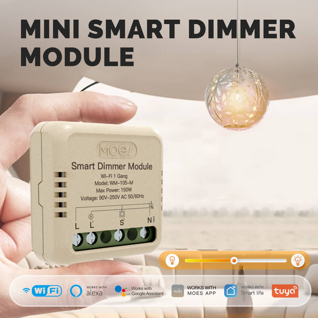 WiFi Smart Dimmer Switch Module - 1 Gang & 2 Gang, DIY Installation, Works with Alexa/Google Home, No Hub Required, 0-100% Smooth Dimming, Timer Function, No Neutral Wire (90-250V)