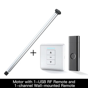 Rechargeable Tubular Roller Blind Motor with RF433 Remote Control – Battery-Powered Smart Motor for Roller Shades, Electric Window Blinds, Automatic Shutter System (Compatible with 28-45mm Tubes)
