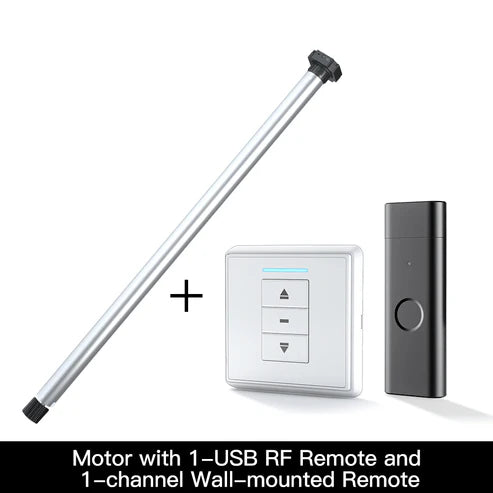 Rechargeable Tubular Roller Blind Motor with RF433 Remote Control – Battery-Powered Smart Motor for Roller Shades, Electric Window Blinds, Automatic Shutter System (Compatible with 28-45mm Tubes)