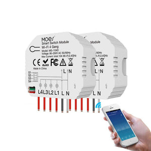 3/4 Gang Smart Light Switch Module - 1/2 Way Wireless Control, WiFi & RF433 Dual Mode, Compatible with Alexa/Google Home, No Hub Required, for Smart Home Automation (Modular Design)