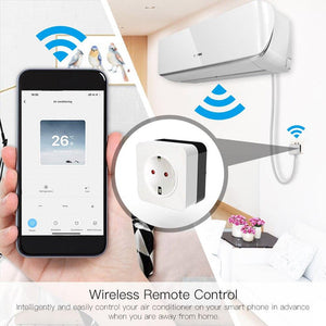 WiFi Smart AC Controller - 16A Heavy Duty Plug | Works with Air Conditioners | IR Remote & App Control | Compatible with Alexa/Google Home | No Hub Required | Energy Monitoring | Timer & Schedule