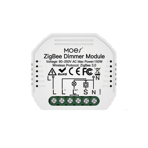 MOES ZigBee Dimmer Module - Smart Switch Relay 1 Gang & 2 Gang, Requires MOES Hub, Works with Alexa/Google Home, Smart Life/Tuya App, No Neutral Wire, 90-250V, Dimming & Switch Control