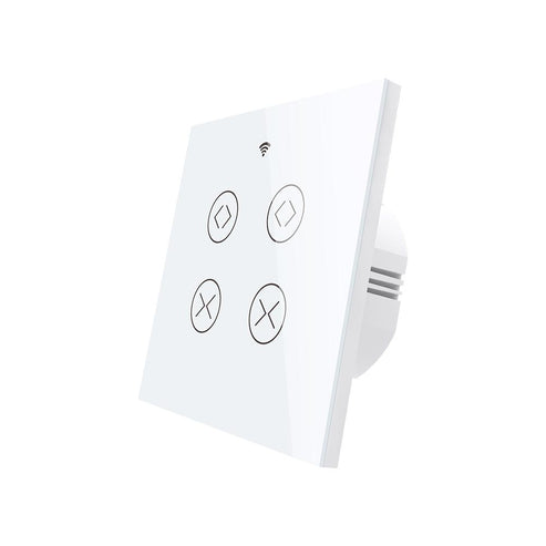 WiFi & RF433 Smart 2-Gang Double Curtain Blind Touch Switch – Neutral Wire Required, Works with Alexa/Google Home, Remote Control, EU Version (No Hub Required)