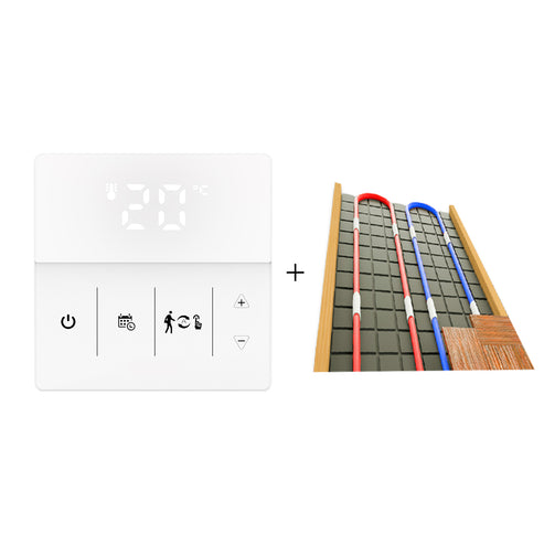 WiFi Smart Programmable Thermostat for Electric Underfloor Heating - Touch Screen Temperature Controller with Adjustable Logo Color, Works with Alexa & Google Home, Energy Saving, Easy Installation