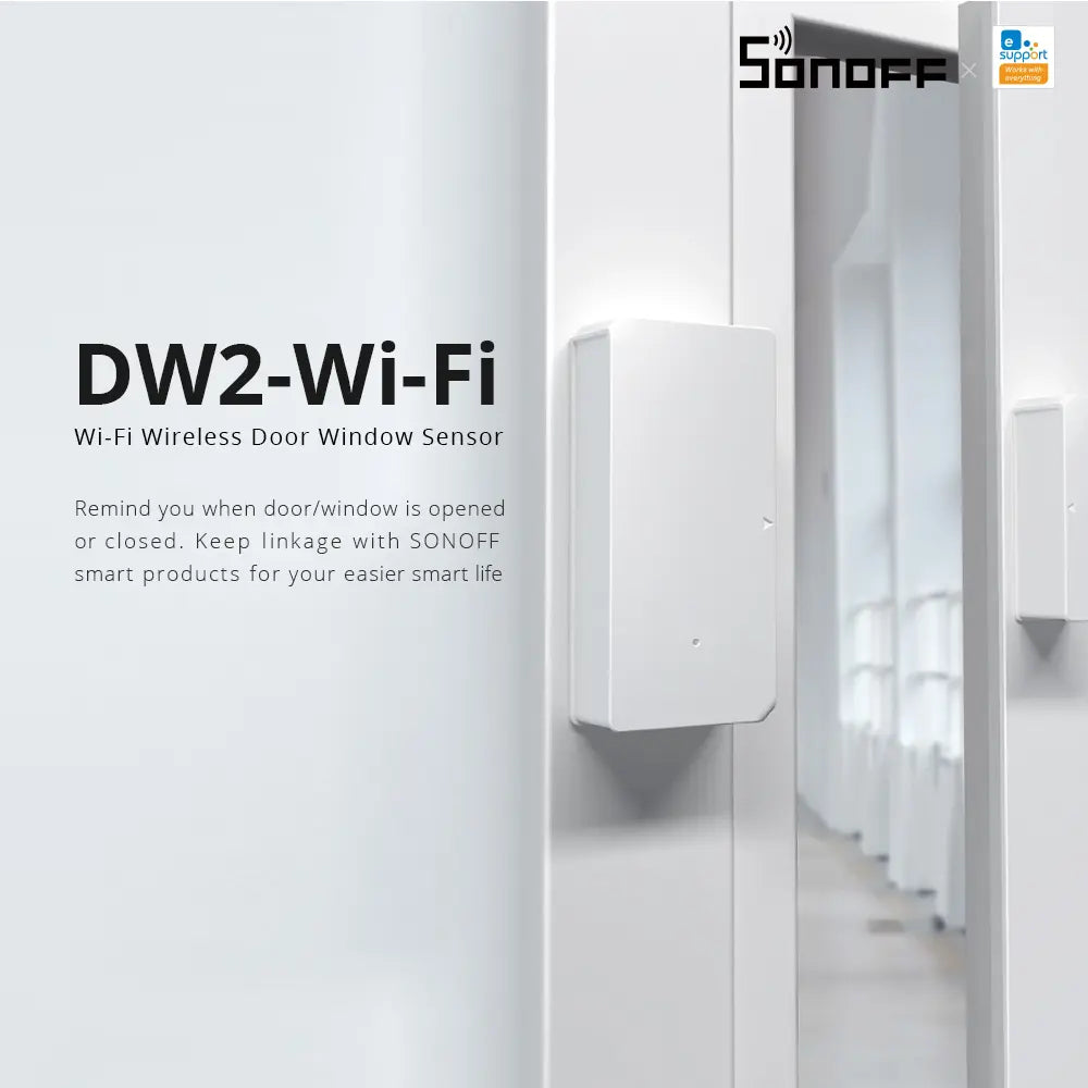 SONOFF DW2-Wi-Fi Smart Door/Window Sensor - Instant Anti-Theft Alerts to Phone, Works with Alexa & Google Home, Wireless Security Sensor, No Hub Required, DIY Installation (White)
