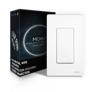MOES Star Ring ZigBee Smart Light Switch - No Neutral Wire Required (No Capacitor Needed), Single Pole, Works with Alexa/Google/SmartThings, Touch Control, Hub Required