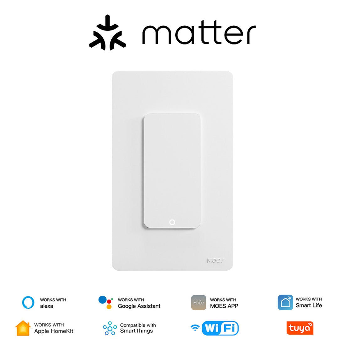 Matter Smart Light Switch US - WiFi Button Switch, Neutral Wire Required, Works with Alexa/Google/HomeKit (Matter Enabled), App & Voice Control, UL Certified