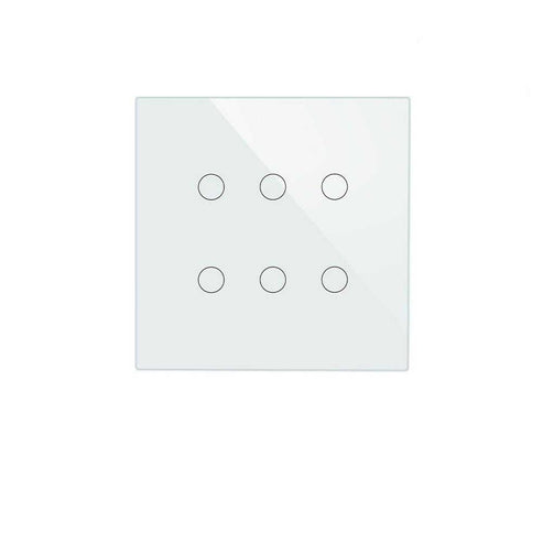 Smart WiFi + RF433 6 Gang Wall Touch Light Switch, 2-Way/3-Way Multi-Control, Neutral Wire Required, Works with Alexa & Google Home, Remote Control & Voice Command, Timer Function, CE Certified