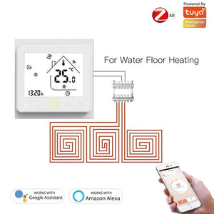 Zigbee Smart Thermostat - Programmable Temperature Controller for Water Floor Heating & Gas Boiler, Works with Alexa & Google Home, Energy Saving, Touch Screen Display