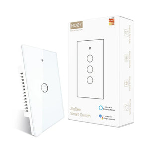 ZigBee Smart Light Switch, Touch Panel Wall Switch, Neutral Wire Optional, No Capacitor Needed, Compatible with Alexa & Google Home, Multi-Control & Remote Access, FCC Certified, for US Household