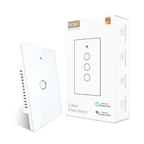 ZigBee Smart Light Switch, Touch Panel Wall Switch, Neutral Wire Optional, No Capacitor Needed, Compatible with Alexa & Google Home, Multi-Control & Remote Access, FCC Certified, for US Household