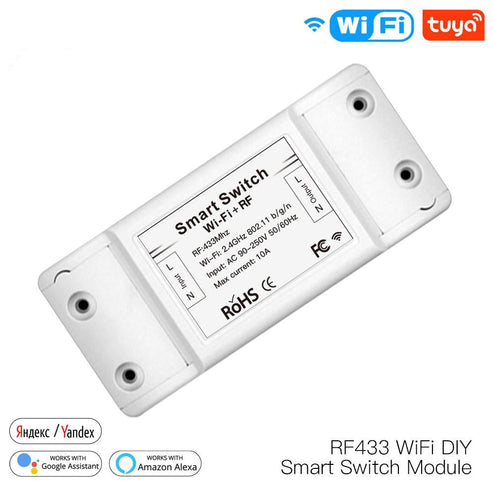 WiFi & RF Smart Light Switch Module - DIY Universal Breaker with Timer - Works with Alexa & Google Home - No Hub Required - Compatible with Smart Life/Tuya App - 16A Relay for Home Automation