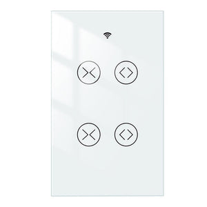 WiFi & RF433 Smart Curtain Switch - 2 Gang Blind Touch Light Switch, Single Pole, Neutral Wire Required, Works with Alexa & Google Home, Compatible with US Electrical System (120V)