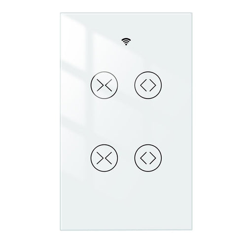 WiFi & RF433 Smart Curtain Switch - 2 Gang Blind Touch Light Switch, Single Pole, Neutral Wire Required, Works with Alexa & Google Home, Compatible with US Electrical System (120V)