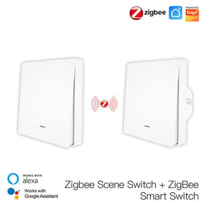 Smart ZigBee Scene Push Button Switch - Single Pole, Neutral Wire Optional, No Capacitor Needed, Works with Alexa/Google Home, Hub Required for Smart Lighting Control