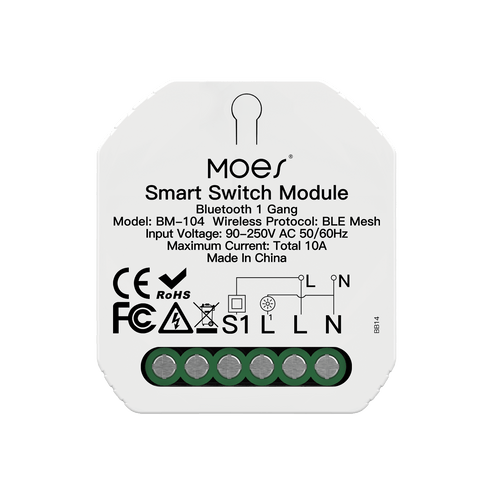 Bluetooth Smart Mini Switch Module - 1 Gang & 2 Gang BLE SIGMESH Circuit Breaker, DIY Wireless Light Switch, No Hub Required, Works with Alexa/Google Home, Smart Life App Control (90-250V)