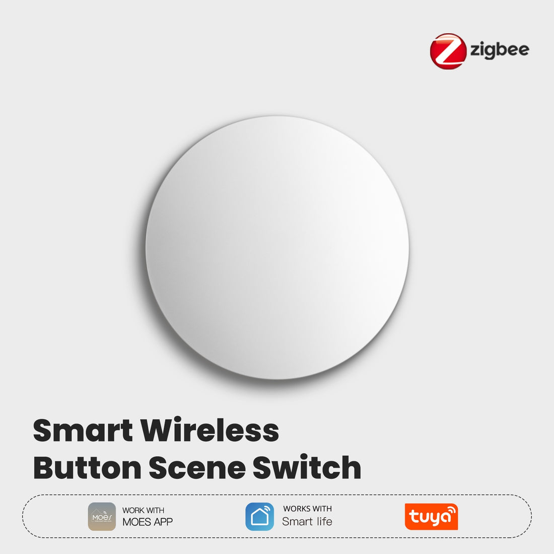ZigBee Smart Button Scene Switch - Wireless Remote Controller with Mobile App Control, Multi-Scene Linkage for Smart Home, Works with Alexa/Google Home via ZigBee Hub (No Wiring Needed)