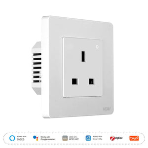 Star Ring ZigBee Smart Socket UK | Built-in Wall Outlet with Energy Monitor | Works with Alexa/Google Home/SmartThings | Hub Required | 13A 230V | Real-time Power Tracking | Schedule & Timer