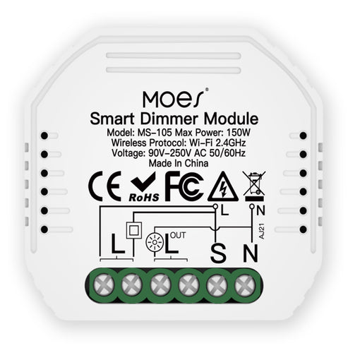 WiFi Smart Dimmer Switch Module - 2 Gang LED Dimmable Relay, Works with Alexa/Google Home, No Hub Required, DIY Installation, 0-100% Smooth Dimming, Smart Life/Tuya App (120-250V)