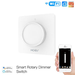 Smart Light Dimmer Rotary Switch - EU Standard with Schedule Timer & Brightness Memory, Works with Alexa/Google Home, Touch Control for Dimmable LED Lights (Neutral Wire Required)