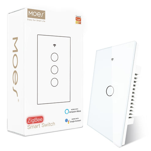 ZigBee Smart Light Switch - Touch Glass Panel, Neutral Wire Required, Works with Alexa/Google/SmartThings, 3-Way Compatible, US Standard, Hub Required