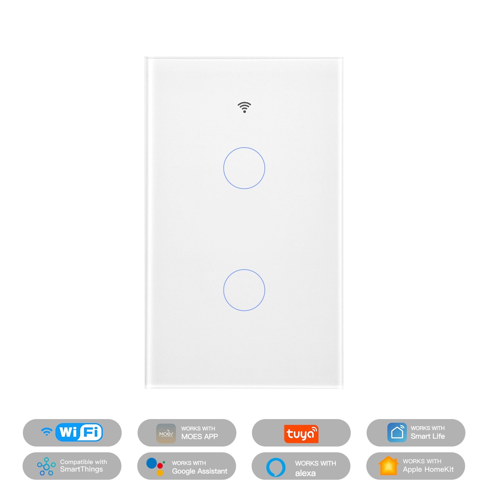 WiFi Smart Light Switch – Glass Panel Touch, Neutral Wire Required, US Standard, Works with Alexa/Google Home