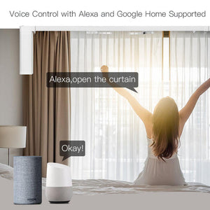 Zigbee Smart Curtain Motor System - Tuya Compatible Electric Motorized Track with RF Remote, DIY Installation, Works with Alexa/Google Home, Quiet Automatic Curtain Opener