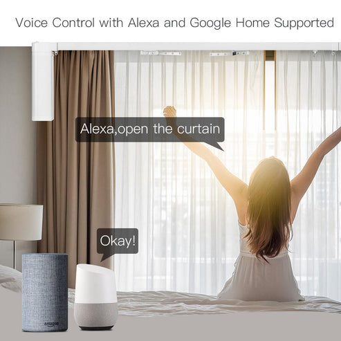 Zigbee Smart Curtain Motor System - Tuya Compatible Electric Motorized Track with RF Remote, DIY Installation, Works with Alexa/Google Home, Quiet Automatic Curtain Opener
