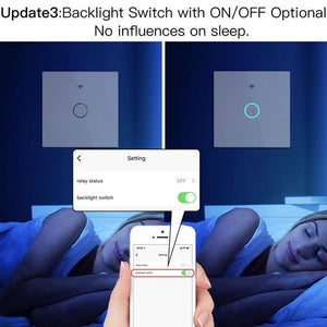 WiFi & RF433 Smart Light Switch - 1/2/3/4 Gang Touch Panel, 2-Way Multi-Control, Neutral Wire Required, EU 220-240V, Works with Alexa/Google Home
