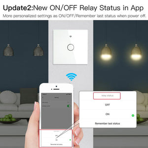 WiFi & RF433 Smart Light Switch - 1/2/3/4 Gang Touch Panel, 2-Way Multi-Control, Neutral Wire Required, EU 220-240V, Works with Alexa/Google Home