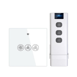 WiFi & RF433 Smart Ceiling Fan Switch - Single Pole EU Version, Touch Control, Neutral Wire Required, Works with Alexa/Google Home, No Hub Needed for Remote Control