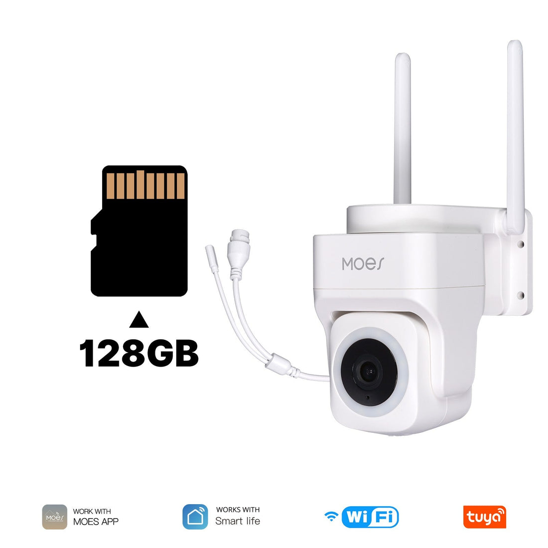 3MP Smart Outdoor Security Camera - Dual WiFi & RJ45 Connection, IP65 Waterproof EU Standard, Full Color Night Vision, Motion Detection, 2-Way Audio, Works with Alexa/Google Home