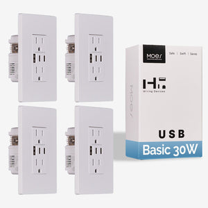 MOES 15A Wall Electrical Outlet - 2 Port USB-C & 1 USB-A Smart Charging Receptacle, Tamper-Resistant, 125V AC, Commercial Grade (UL Listed)