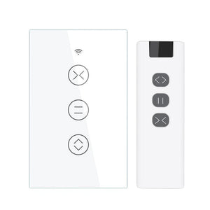 WiFi & RF433 Smart Curtain Switch - Touch Control for Blinds/Roller Shutters, Single Pole, Neutral Wire Required, Works with Alexa & Google Home, Smart Life/Tuya App (US Standard)