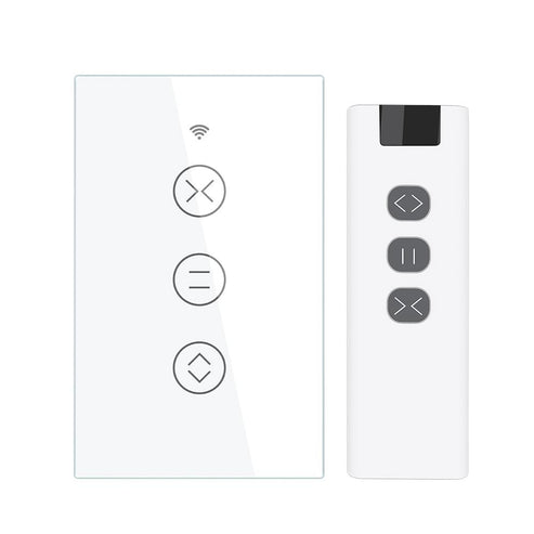 WiFi & RF433 Smart Curtain Switch - Touch Control for Blinds/Roller Shutters, Single Pole, Neutral Wire Required, Works with Alexa & Google Home, Smart Life/Tuya App (US Standard)
