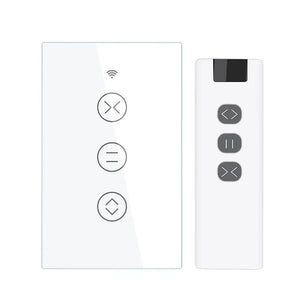 Smart Curtain Switch WiFi & RF433 – Touch Control Roller Shutter Blinds Switch, Single Pole, Neutral Wire Required, Works with Alexa & Google Home, No Hub Required (US Standard)