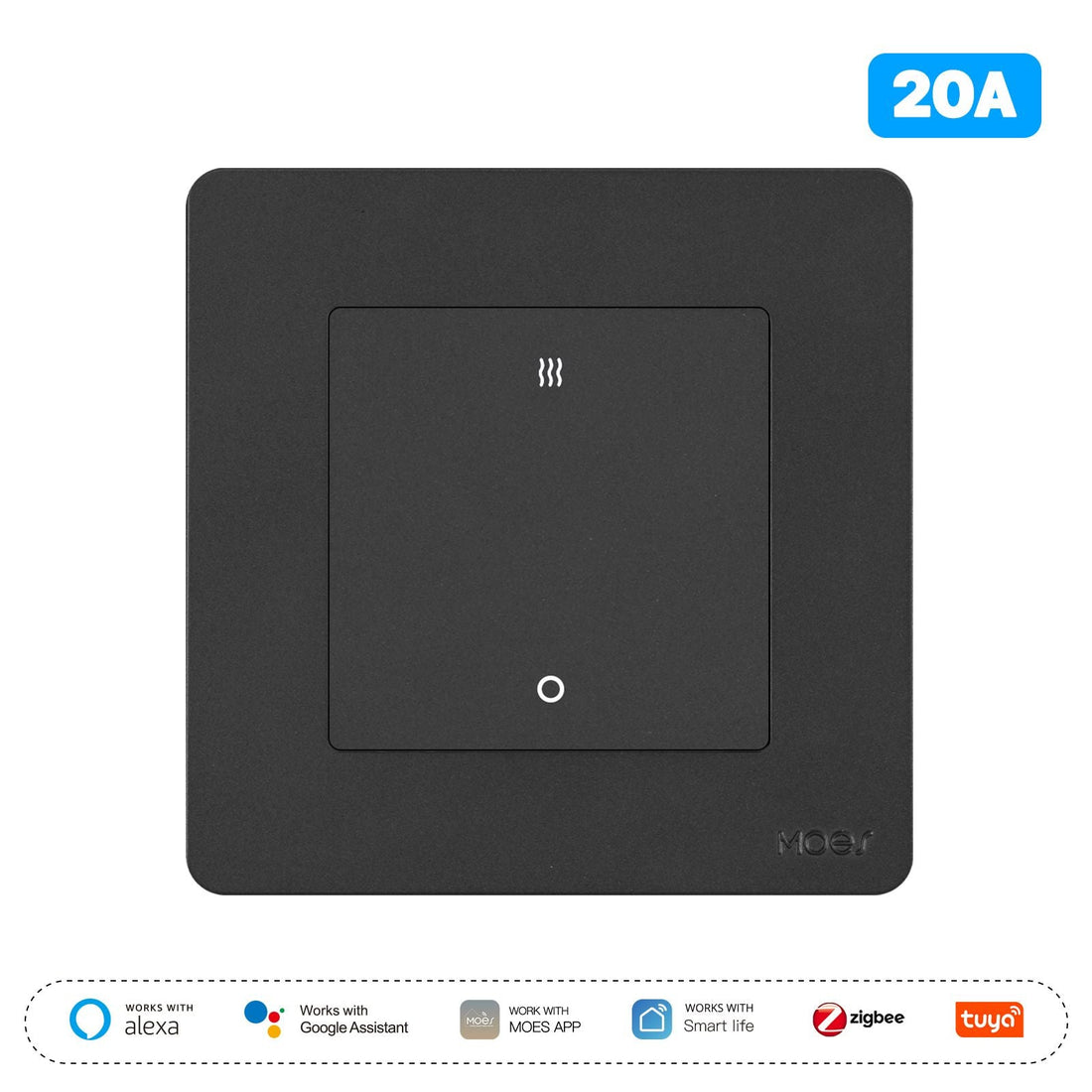 Star Ring ZigBee Smart Double Pole Heater/AC Switch - 20A High Load with Energy Monitor, 230V EU Standard, Works with Alexa & Google Home, Tuya/Smart Life App, Requires ZigBee Hub, for Water Heaters & AC Units