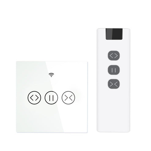 Smart Curtain Switch WiFi & RF433 - Touch Control for Blinds/Roller Shutters, Single Pole, Neutral Wire Required, Works with Alexa/Google Home, Tuya/Smart Life App Compatible (EU Standard)