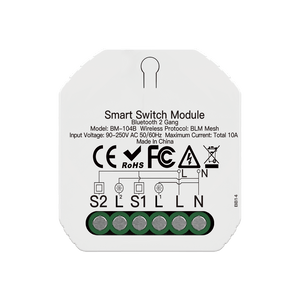 Bluetooth Smart Mini Switch Module - 1 Gang & 2 Gang BLE SIGMESH Circuit Breaker, DIY Wireless Light Switch, No Hub Required, Works with Alexa/Google Home, Smart Life App Control (90-250V)