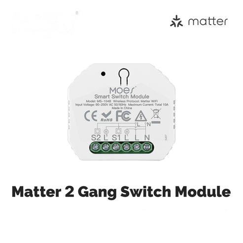 WiFi Matter Mini Smart Switch Module - Relay Timer for Lights & Appliances, DIY Home Automation, Works with Alexa/Google/HomeKit, No Hub Required, 10A 120V/240V, Smart Life & Tuya Compatible